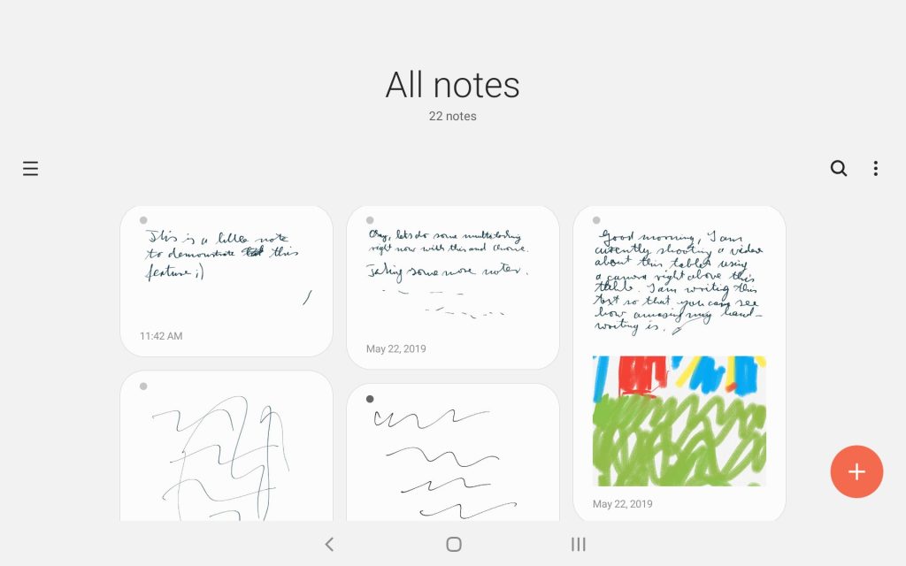 Samsung Galaxy Tab A with S Pen Notes app