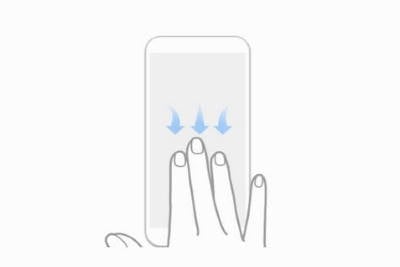 Captura de pantalla con deslizamiento de tres dedos en tableta xiaomi